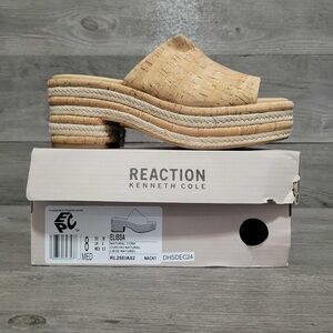 Kenneth Cole Reaction Women's Elissa Platform Natural Cork Sandals Size 8M